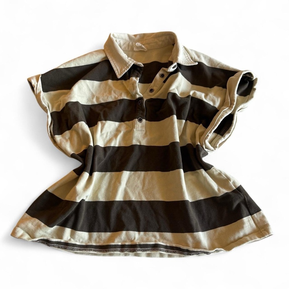 BiBi Black and Cream Striped Women’s Polo